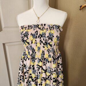 Pink Lemon Printed Tubed Ruffled hem Dress